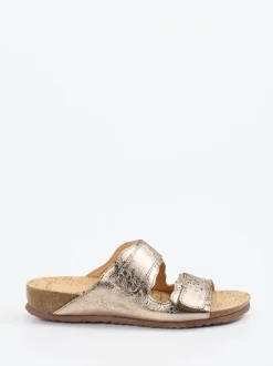 Think – Komfort-Pantolette aus Leder in Champagner