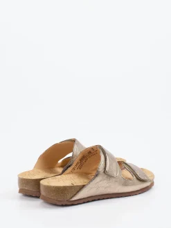 Think – Komfort-Pantolette aus Leder in Champagner
