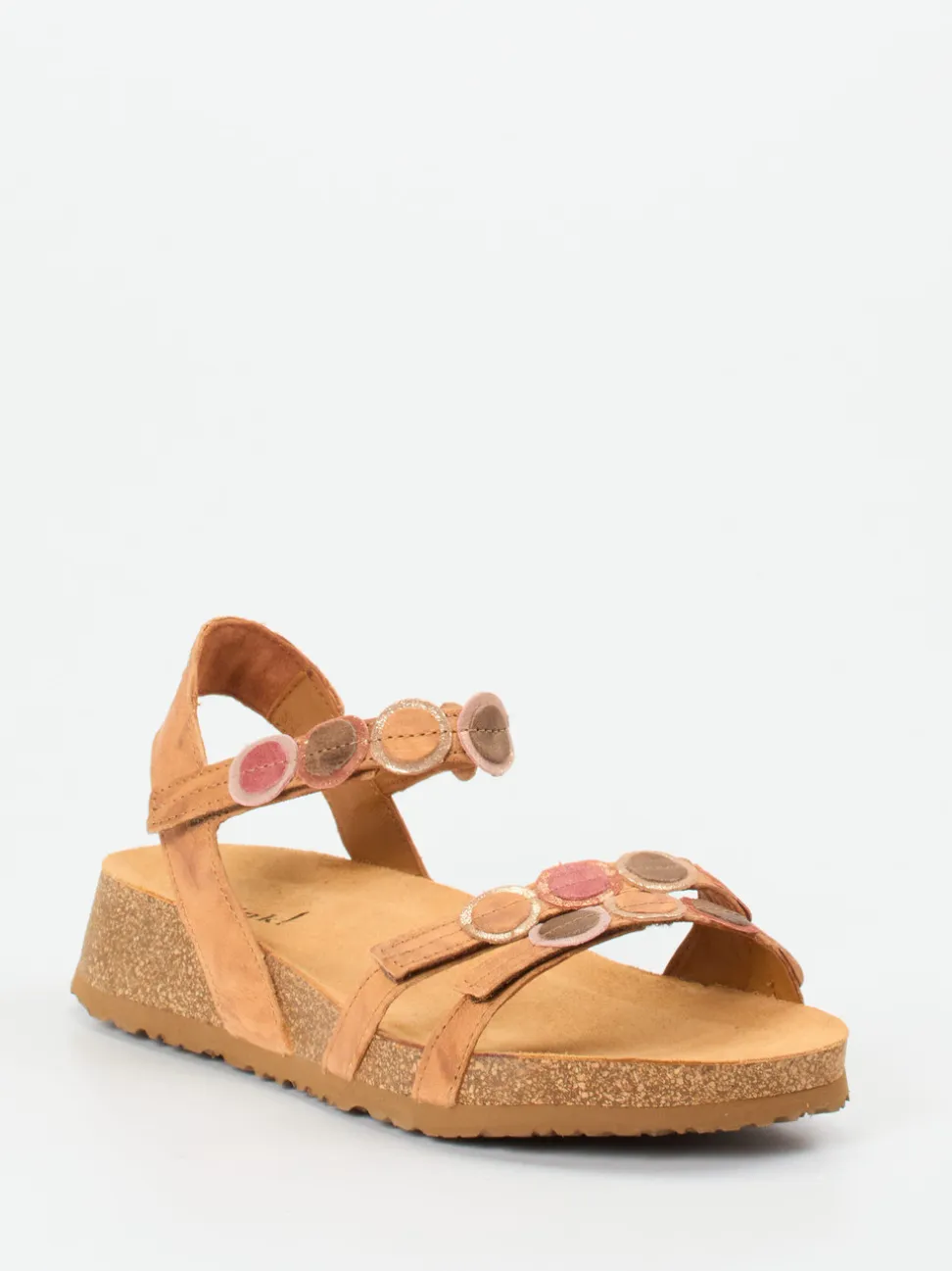 Think – Komfortsandalen aus Veloursleder hellbraun
