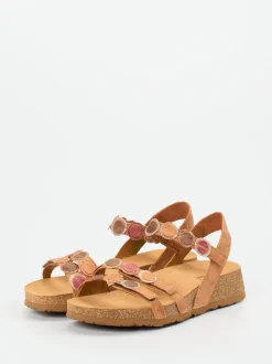 Think – Komfortsandalen aus Veloursleder hellbraun