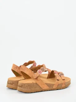Think – Komfortsandalen aus Veloursleder hellbraun
