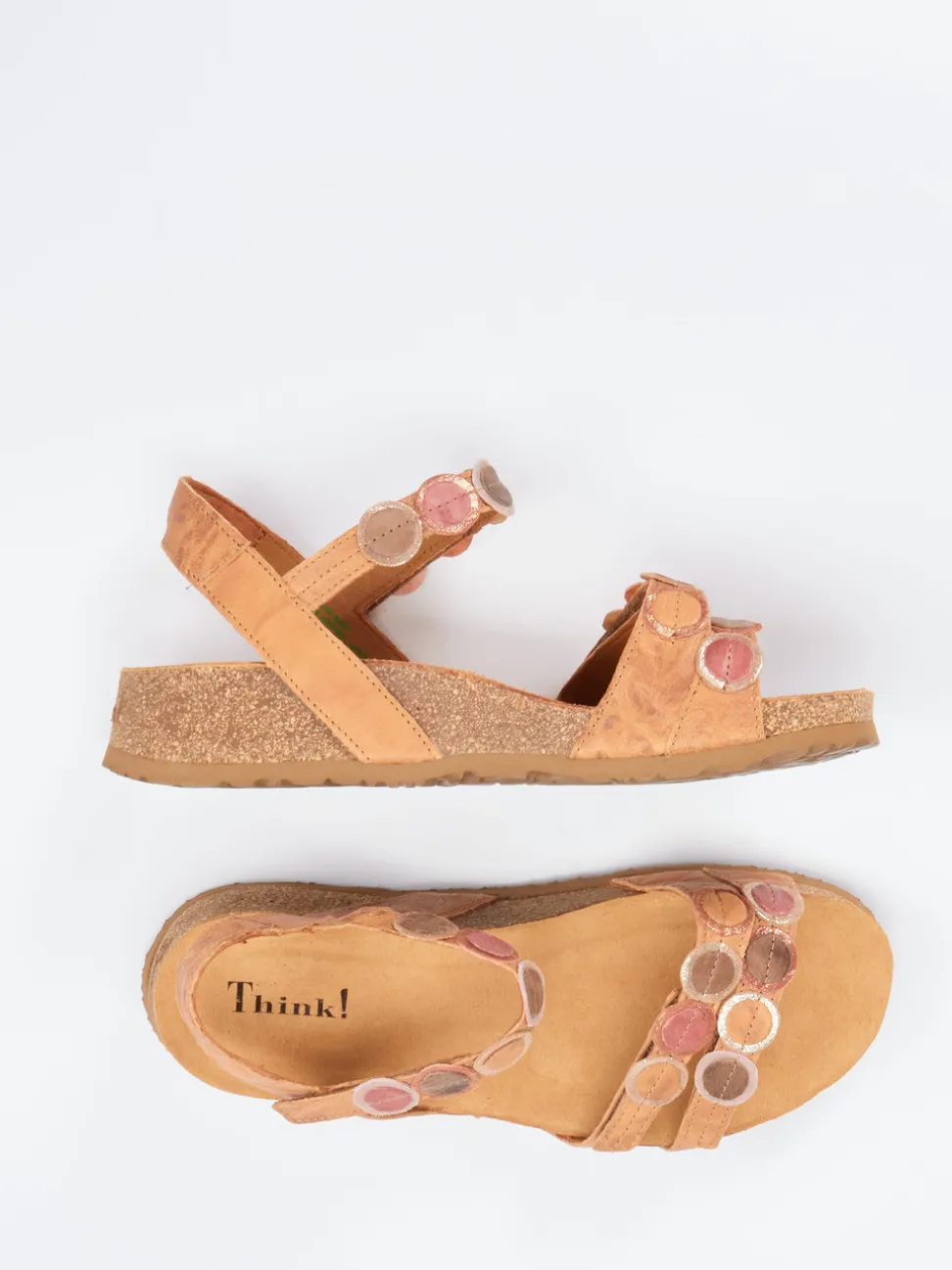 Think – Komfortsandalen aus Veloursleder hellbraun