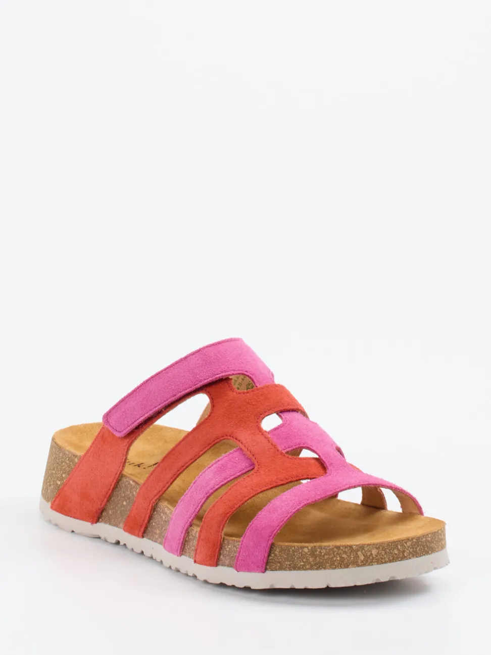 Think – Pantolette aus Veloursleder in Pink
