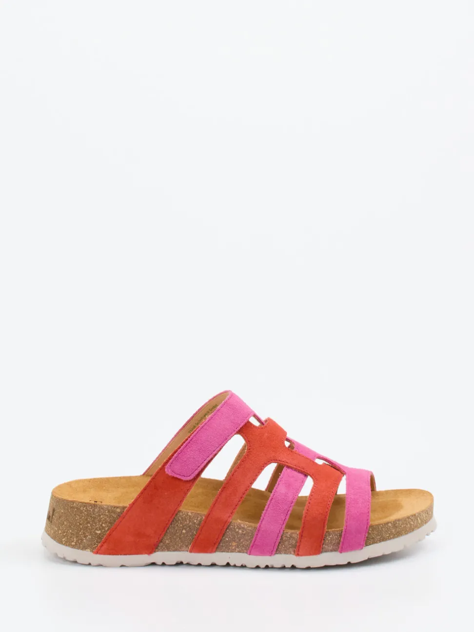 Think – Pantolette aus Veloursleder in Pink