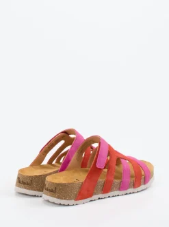 Think – Pantolette aus Veloursleder in Pink