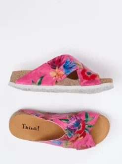 Think – Pantoletten aus geprägtem Leder multicolor