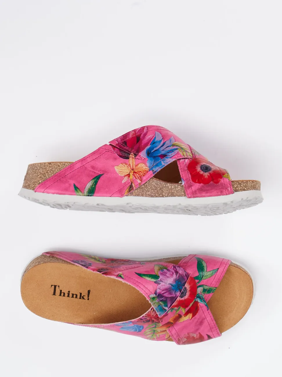 Think – Pantoletten aus geprägtem Leder multicolor