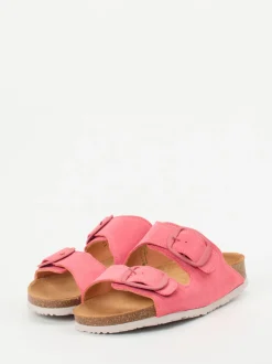 Think – Pantoletten aus Veloursleder Korallrosa