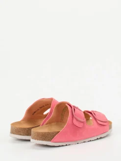 Think – Pantoletten aus Veloursleder Korallrosa