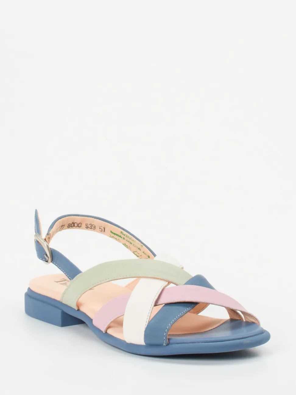 Think – Riemchensandalen aus Kalbleder in Pastell