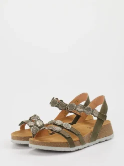 Think – Sandalen aus Ziegenleder in Olivgrün
