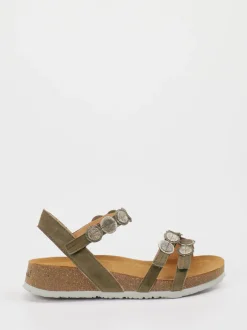 Think – Sandalen aus Ziegenleder in Olivgrün