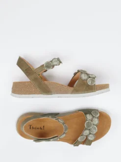 Think – Sandalen aus Ziegenleder in Olivgrün
