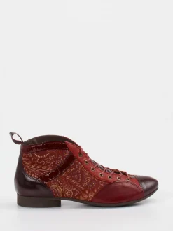 Think – Schnürboots aus geprägtem Leder Dunkelrot