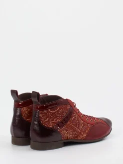 Think – Schnürboots aus geprägtem Leder Dunkelrot