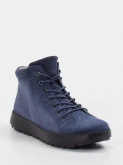 Think – Schnürboots aus Veloursleder Dunkelblau