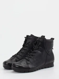 Think – Schnürstiefelette aus Ziegenleder Schwarz
