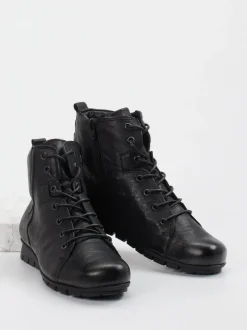 Think – Schnürstiefelette aus Ziegenleder Schwarz