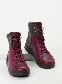 Think – Schnürstiefeletten aus Ziegenleder Brombeerrot