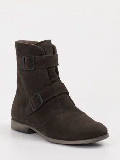Think – Stiefelette aus Veloursleder Dunkelbraun