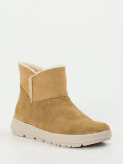 Think – Stiefeletten aus Veloursleder beige