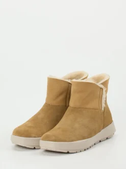 Think – Stiefeletten aus Veloursleder beige