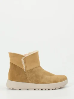 Think – Stiefeletten aus Veloursleder beige