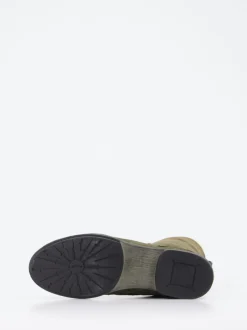 Think – Stiefeletten aus Veloursleder olivgrün
