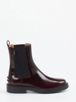 Tod's – Chelsea Boots aus Hochglanzleder Bordeaux