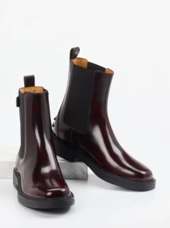 Tod's – Chelsea Boots aus Hochglanzleder Bordeaux