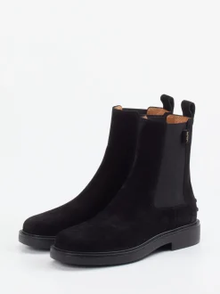 Tod's – Chelsea Boots aus Veloursleder schwarz
