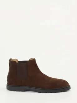 Tod's – Chelsea Boots aus Veloursleder dunkelbraun