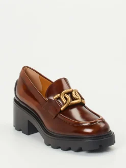 Tod's – Chunky Loafer aus Kalbleder Kastanienbraun