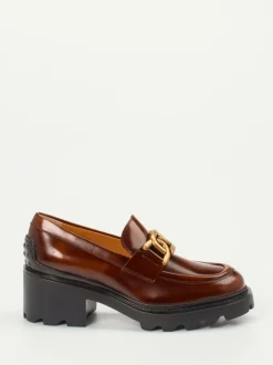 Tod's – Chunky Loafer aus Kalbleder Kastanienbraun
