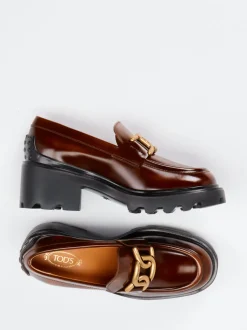 Tod's – Chunky Loafer aus Kalbleder Kastanienbraun