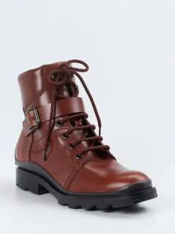 Tod's – Combat Boots aus Kalbleder kastanienbraun