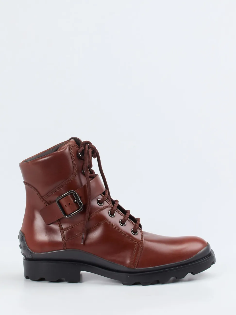 Tod's – Combat Boots aus Kalbleder kastanienbraun