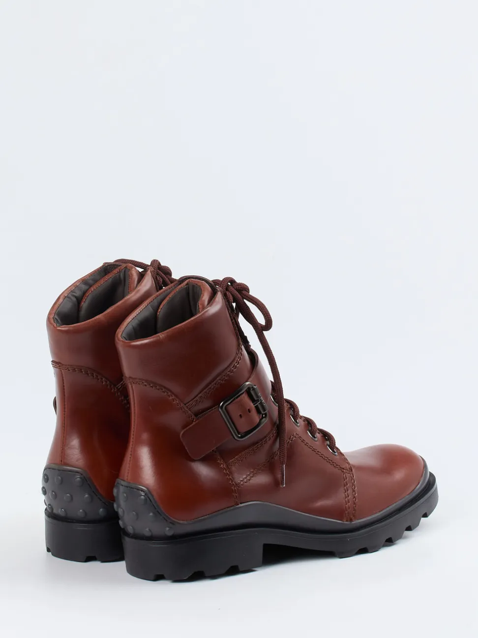 Tod's – Combat Boots aus Kalbleder kastanienbraun