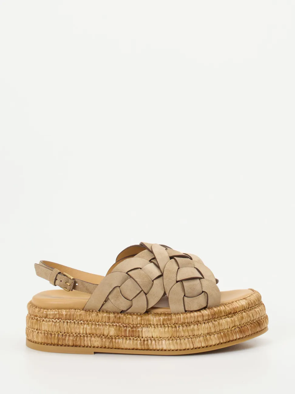 Tod's – Keilsandalette aus Flechtleder in Sandbeige