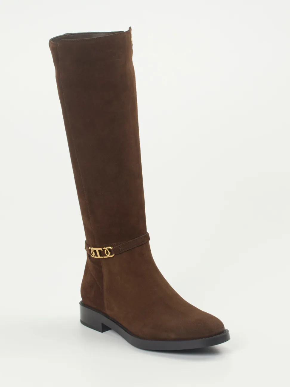 Tod's – Kniehohe Stiefel aus Veloursleder braun
