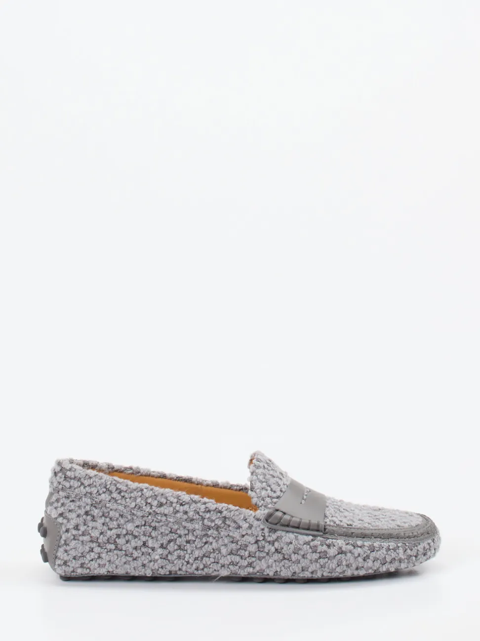 Tod's – Loafer aus Bouclé-Textil in Grau