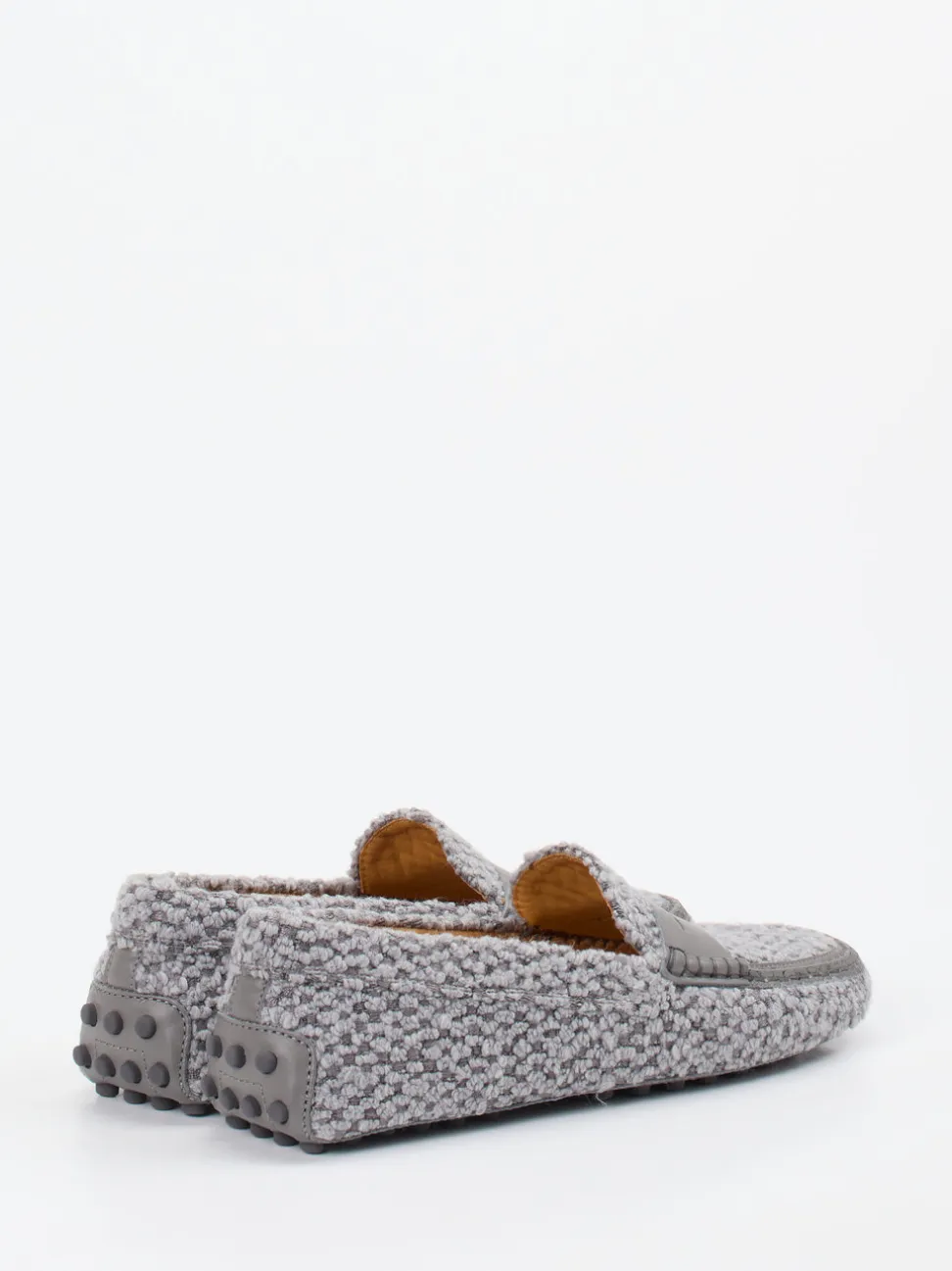 Tod's – Loafer aus Bouclé-Textil in Grau