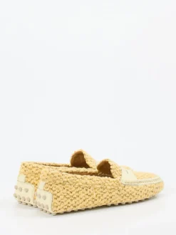 Tod's – Loafer aus Bouclé-Textil in Gelb