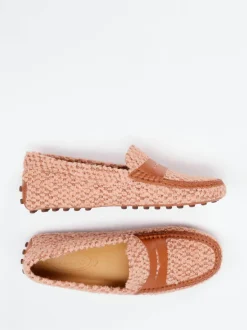 Tod's – Loafer aus Bouclé-Textil in Altrosa