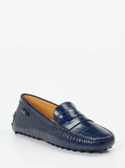 Tod's – Loafer aus geprägtem Leder Dunkelblau