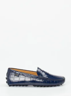 Tod's – Loafer aus geprägtem Leder Dunkelblau