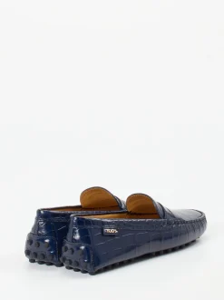 Tod's – Loafer aus geprägtem Leder Dunkelblau