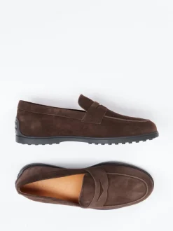 Tod's – Loafer aus Veloursleder Dunkelbraun
