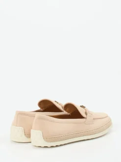 Tod's – Loafer aus Veloursleder in Puderrosa