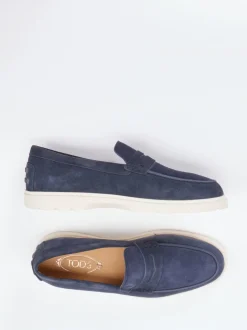 Tod's – Loafer aus Veloursleder in Nachtblau